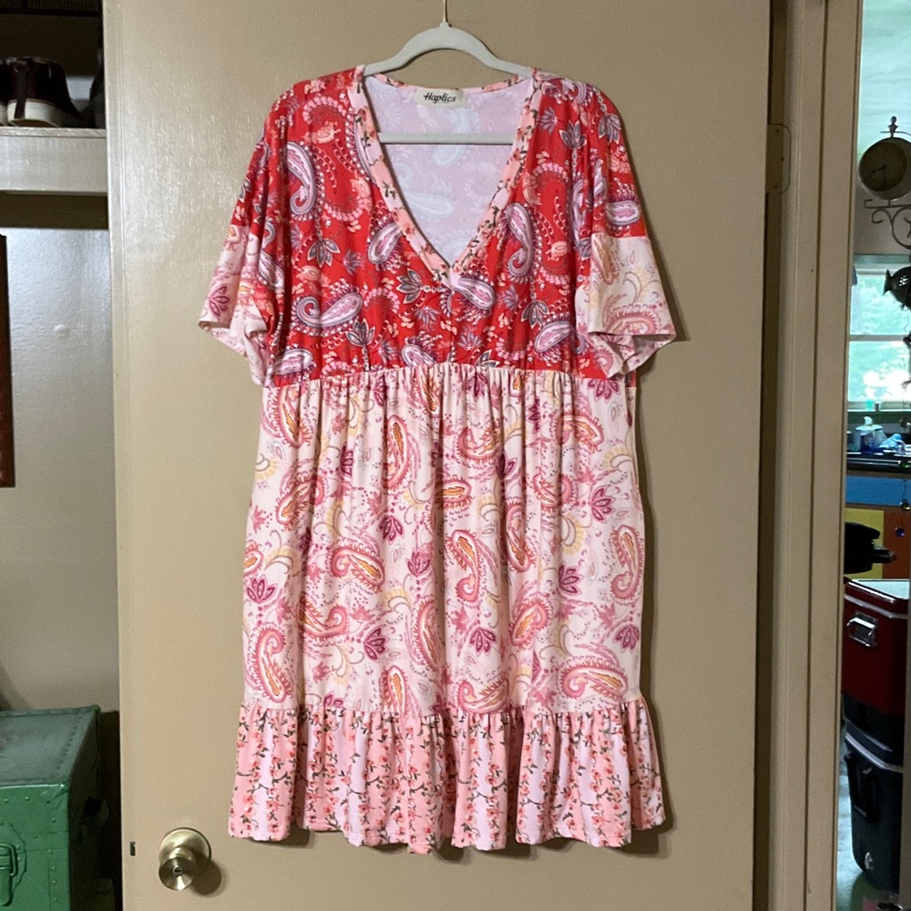 Haptics Pink & Coral Paisley Midi Dress